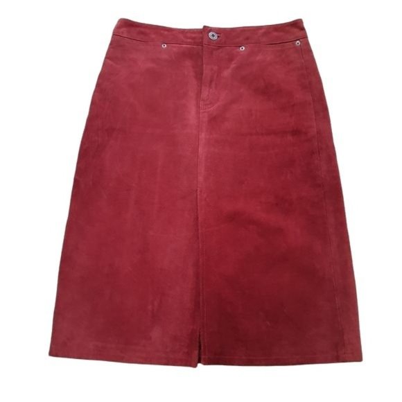 Gap Vintage Genuine Red Leather Suede Skirt - Picture 4 of 9